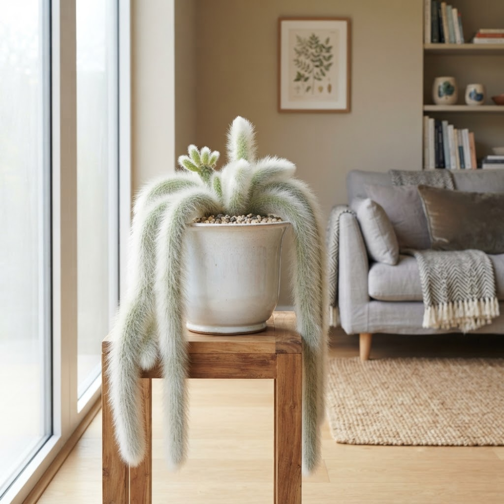3 Monkey Tail Cactus Live Plant, 2 Inch Pot, Low Maintenance Exotic Succulent, Unique Soft White Spines for Bright Indirect Light