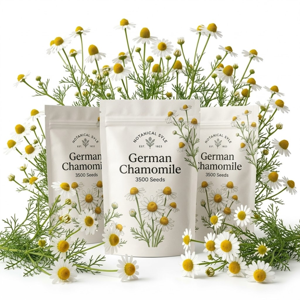 3 Packs German Chamomile Seeds for Planting (10500 Seeds), Stunning Aromatic Herb for Outdoor Gardens, Sturdy Growth with Striking Daisy-Like Blooms