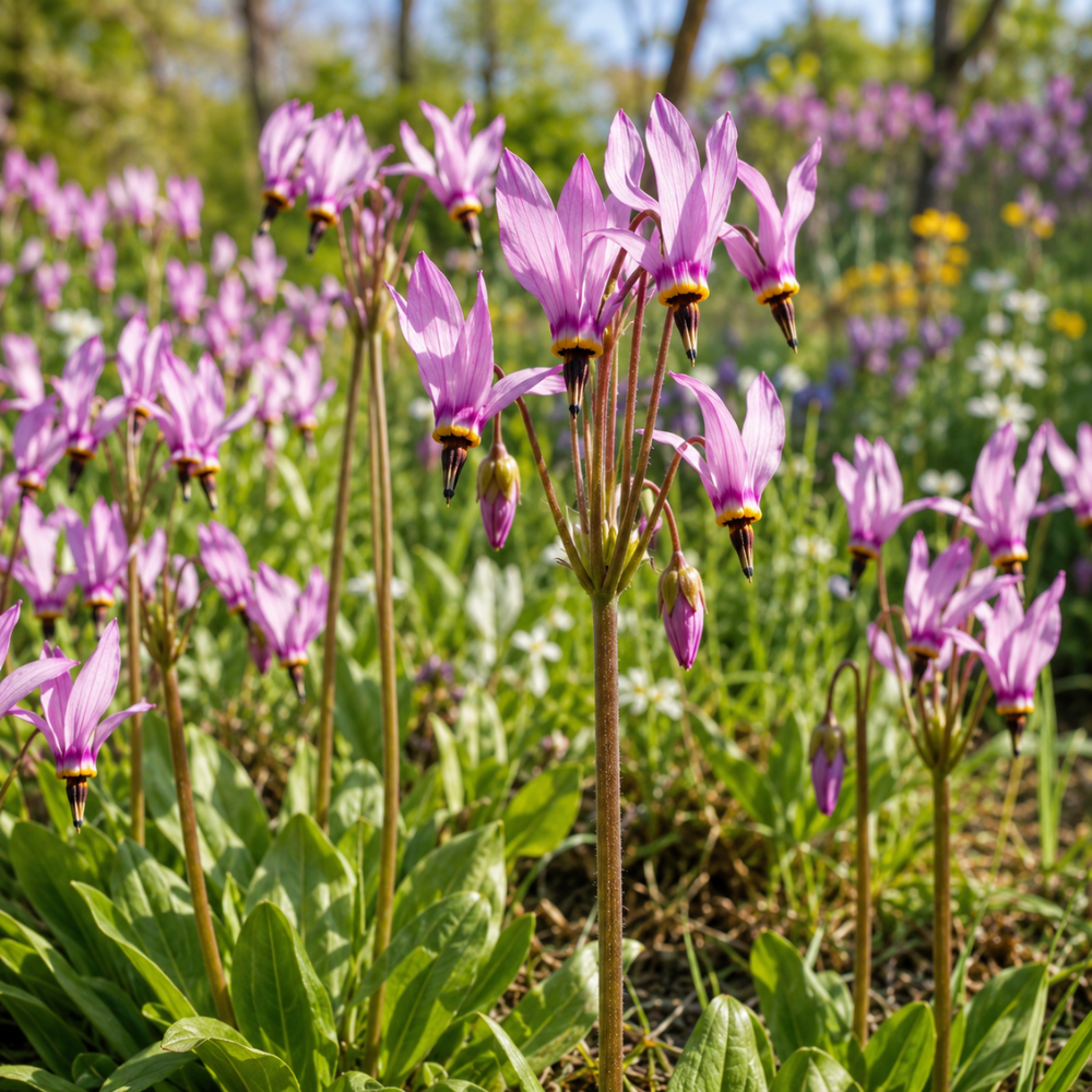 75 Pcs Midland Shooting Star Seeds, Non-GMO Heirloom Flowers for Shade, Vigorous Growth, Low Maintenance Displays
