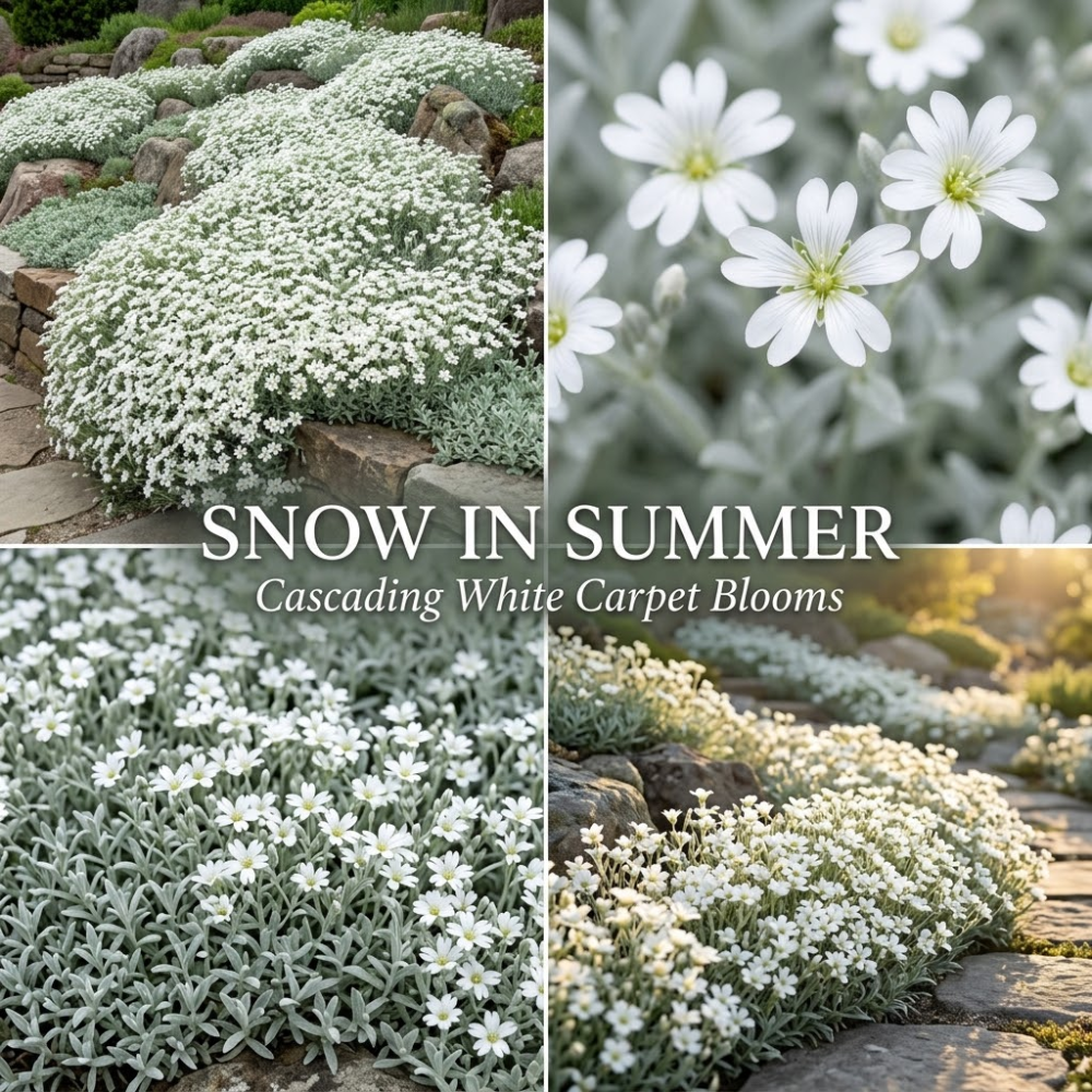1500 Pcs Heirloom Snow in Summer Seeds (Cerastium), Low Maintenance Perennial Plants, Grow Robust White Blooms for Outdoor Landscapes