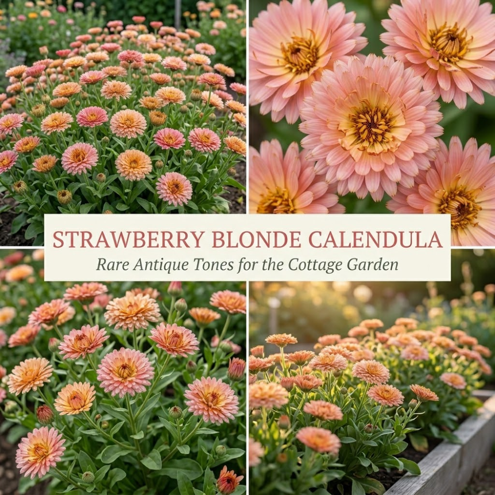75 Pcs Strawberry Blonde Calendula Seeds, Vigorous, Cold-Hardy Plants, Grow Robust Pastel Blooms for Edging, Raised Beds