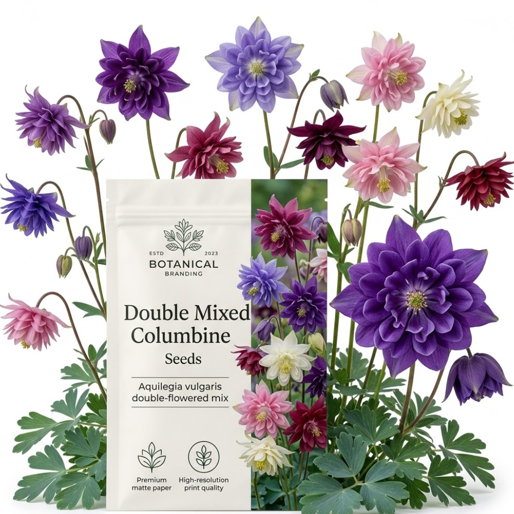 300 Pcs Columbine Seeds Perennial for Planting Outdoors, Double Mixed Heirloom, Vigorous Flowers Yielding Striking Ruffled Blooms for Gardens