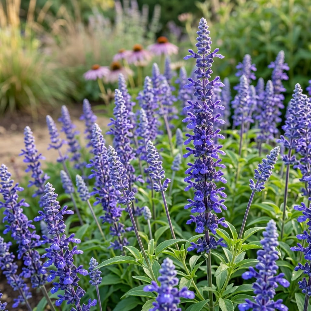 300 Pcs Salvia Seeds Perennial, Blue Sage Seeds, Robust Aromatic Foliage & Bright Blue Flowers, Easy to Care Outdoor Yard Decor