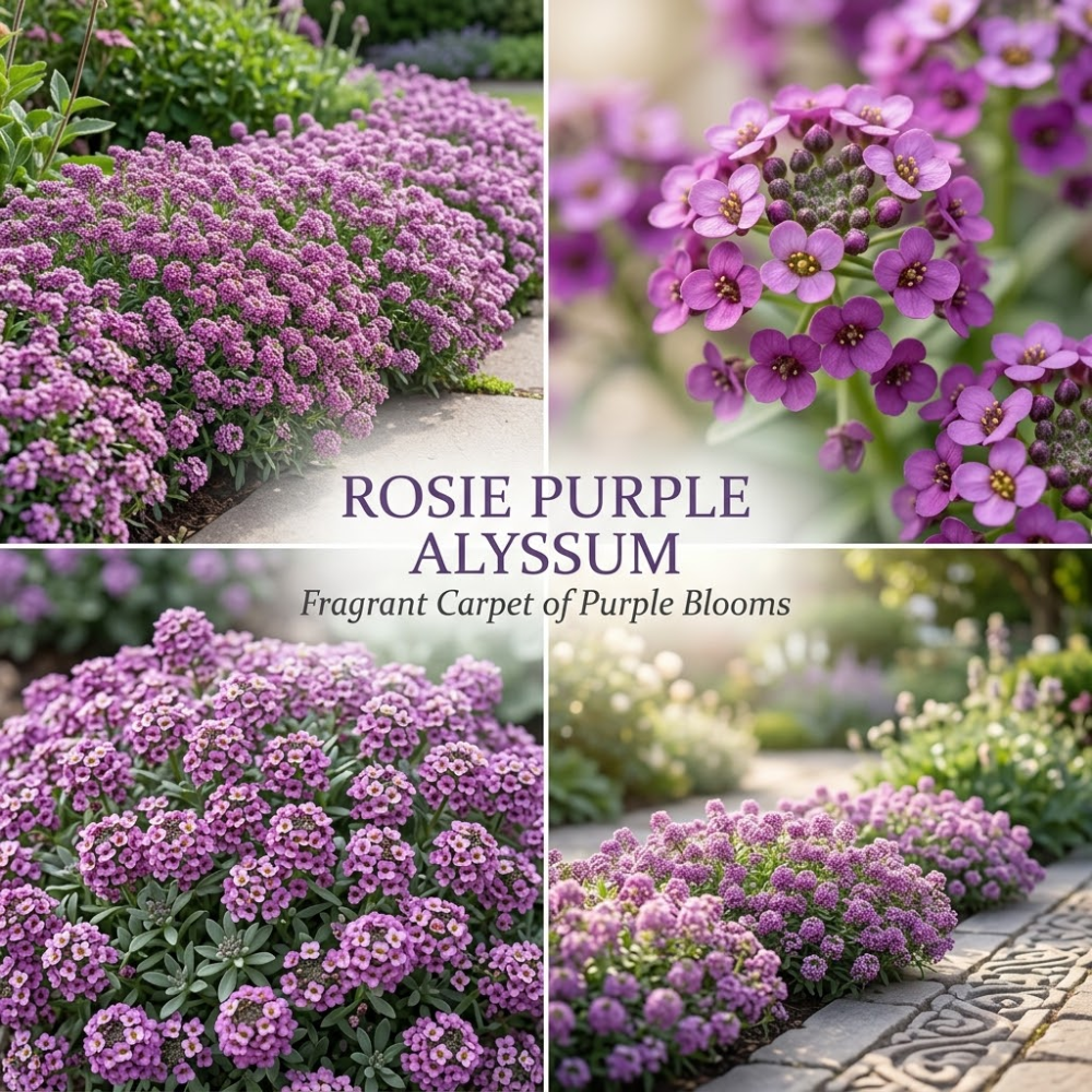 3000 Alyssum Seeds, High Germination Rosie Purple Mix for Planting, Low Maintenance Trailing Flowers for Sunlit Yard Borders
