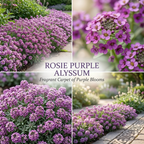 3000 Alyssum Seeds, High Germination Rosie Purple Mix for Planting, Low Maintenance Trailing Flowers for Sunlit Yard Borders