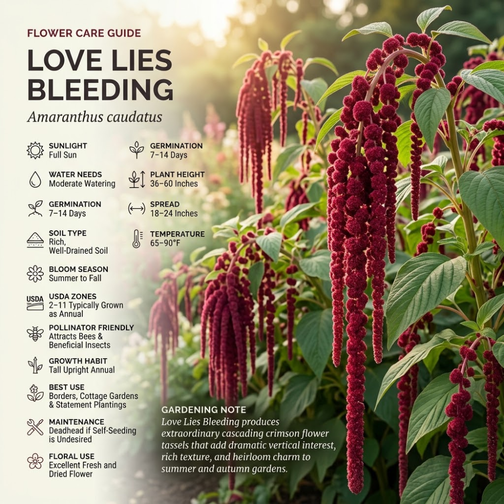 600 Pcs Love Lies Bleeding Seeds, Heirloom Amaranthus Caudatus for Planting, Fast-Growing Plants for Bright Sunlit Gardens