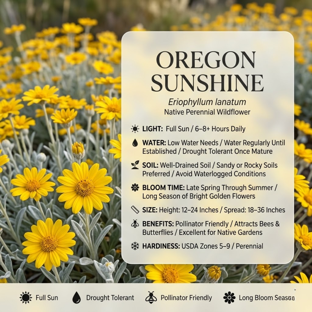 300 Pcs Oregon Sunshine Seeds, Non-GMO Heirloom Flowers for Gardens, Vigorous Growth, Low Maintenance Ground Cover