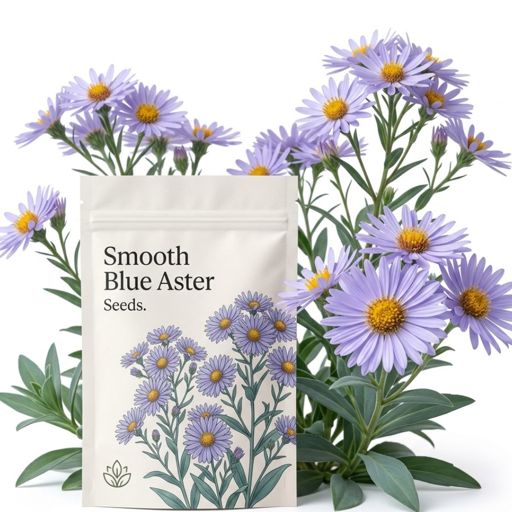 1500 Pcs Blue Aster Seeds for Planting, Stunning Cold-Hardy Non-GMO Floral Blooms for Outdoor Gardens, Sturdy Perennial Growth