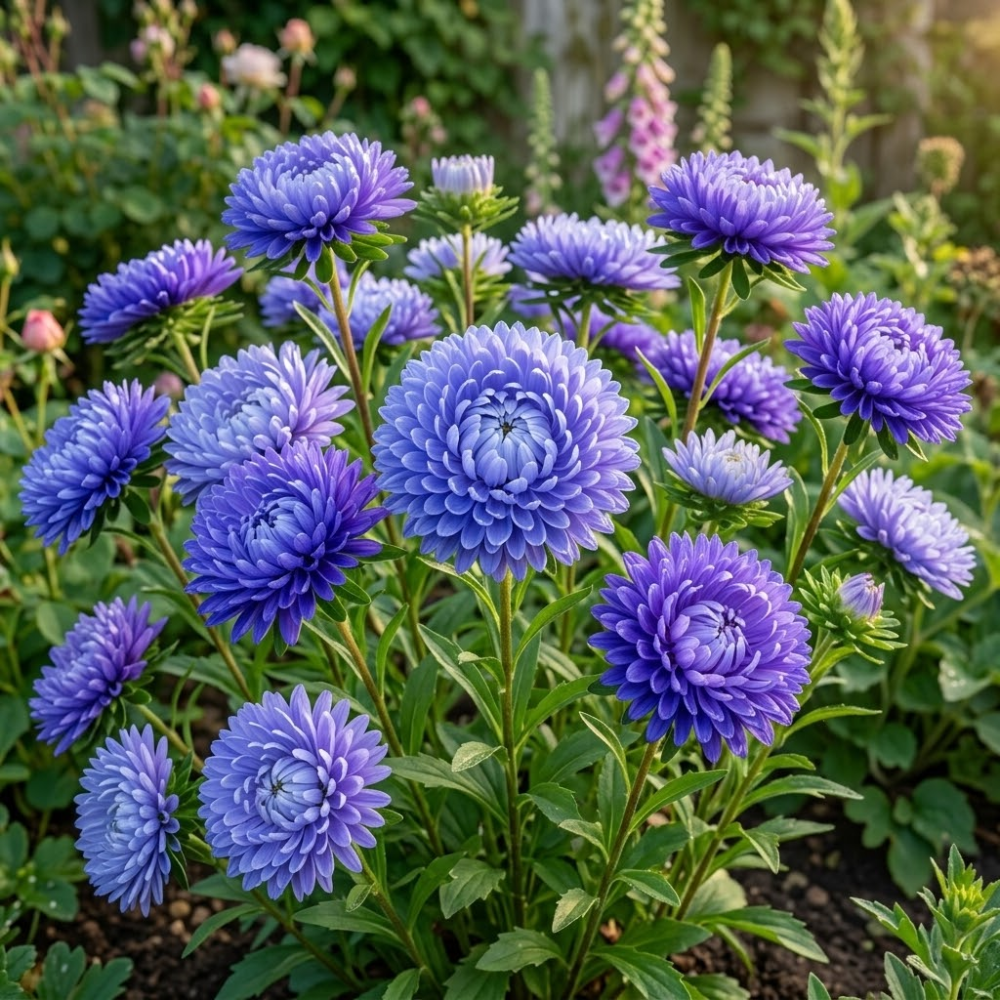 75 Pcs Gala Blue Aster Seeds, Non-GMO Heirloom Flowers for Patios, Vigorous Growth Delivering Spectacular Late Summer Petals
