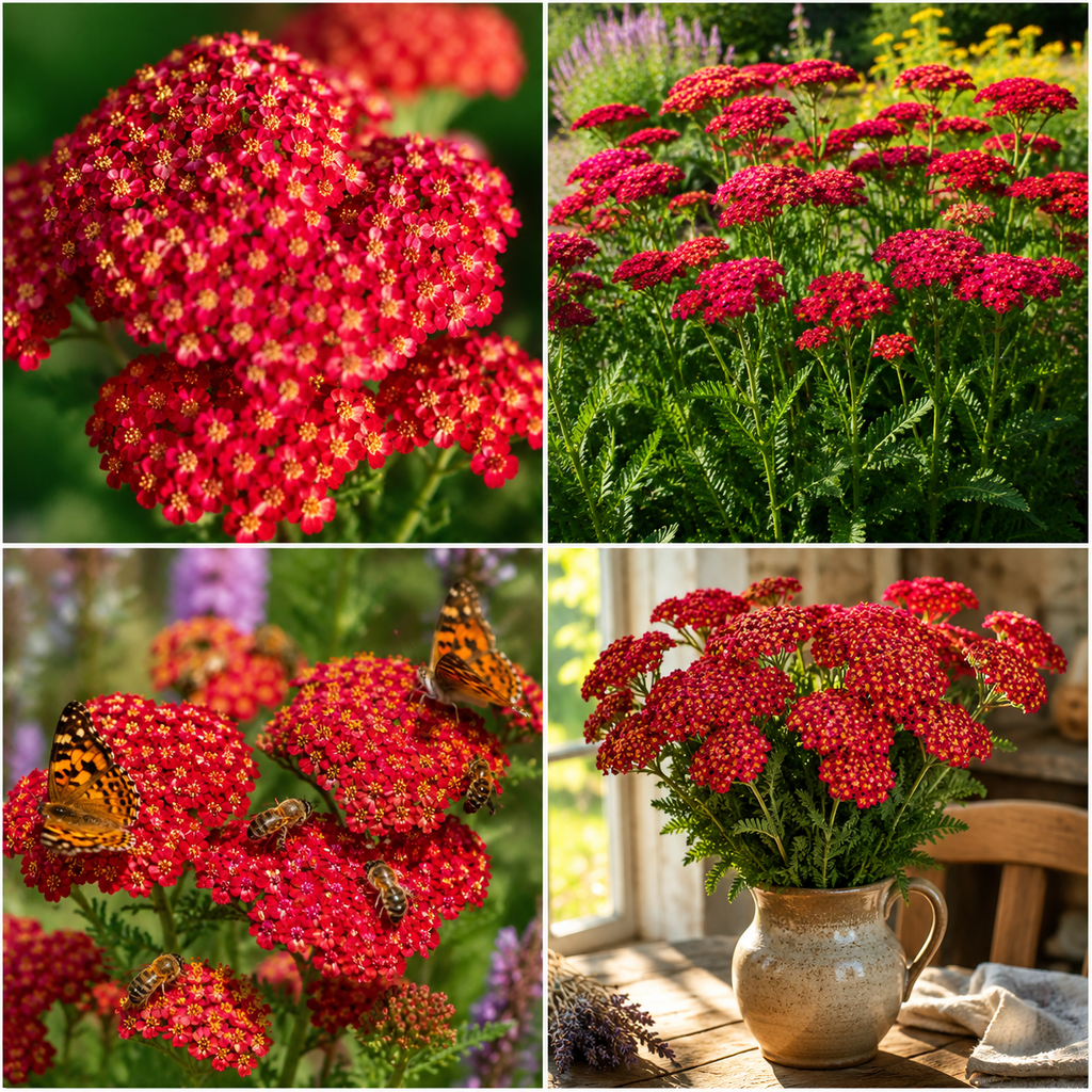 1500 Red Yarrow Seeds (Achillea millefolium rubra), Non GMO, Heirloom, Native Perennial Flower Seeds, Ruby Red Blooms, Spring & Fall Planting