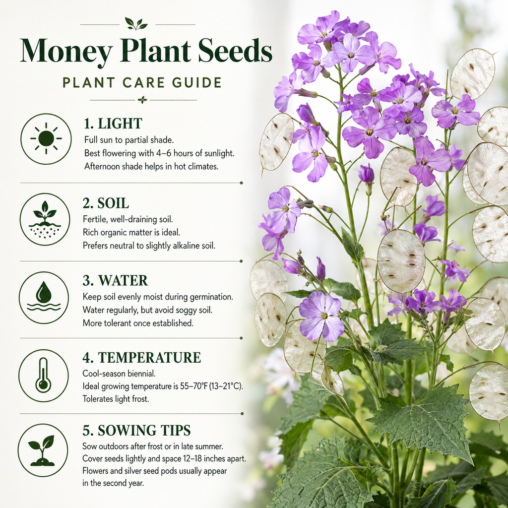 150 Money Plant Seeds, Non GMO, Heirloom Lunaria biennis Seeds, Unique Silver Dollar Honesty Flower, for Spectacular Dried Floral Home Decor