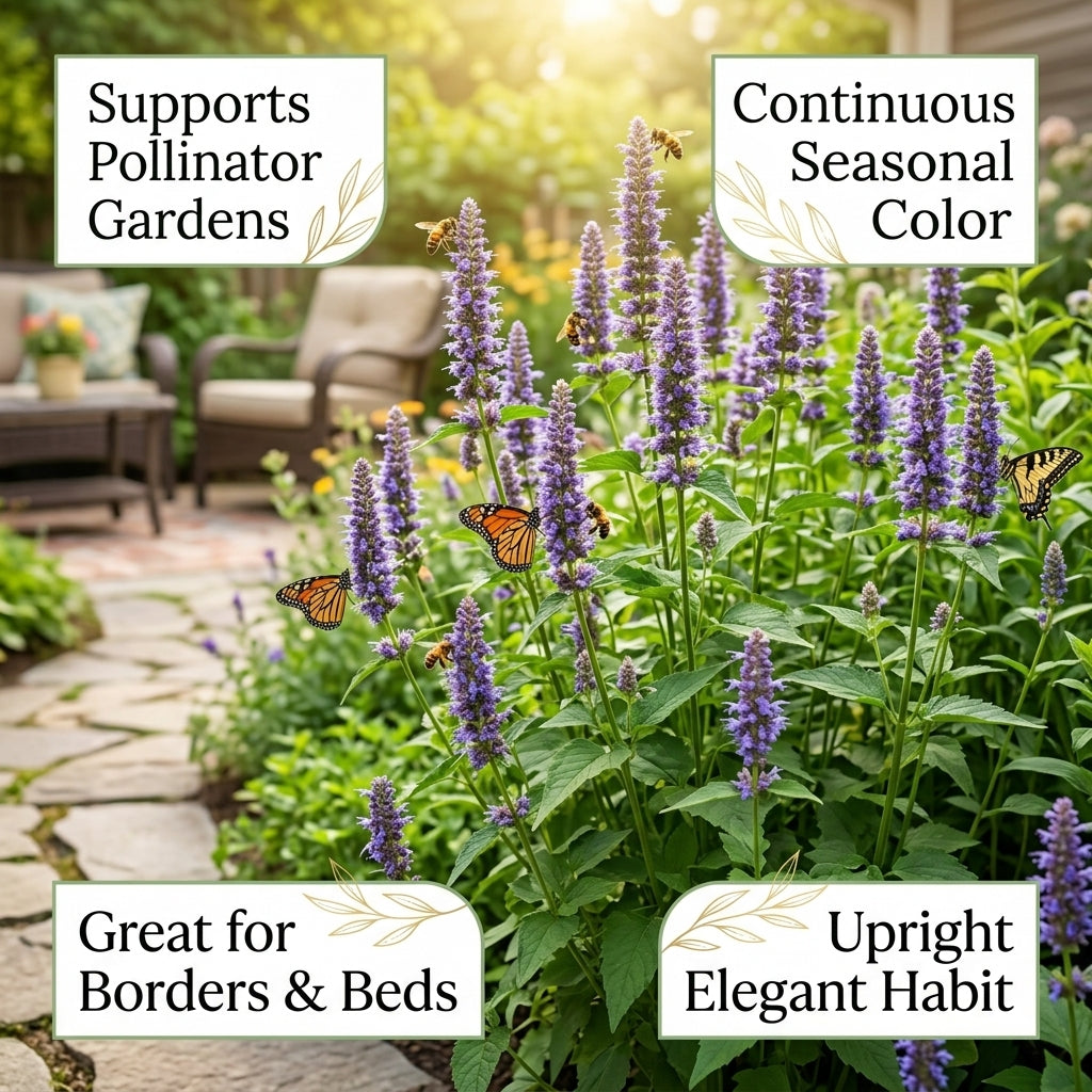 750 Anise Hyssop Seeds, Non GMO, Long Lasting Blooms, Decorative Flower Seeds for Containers & Outdoor Planting