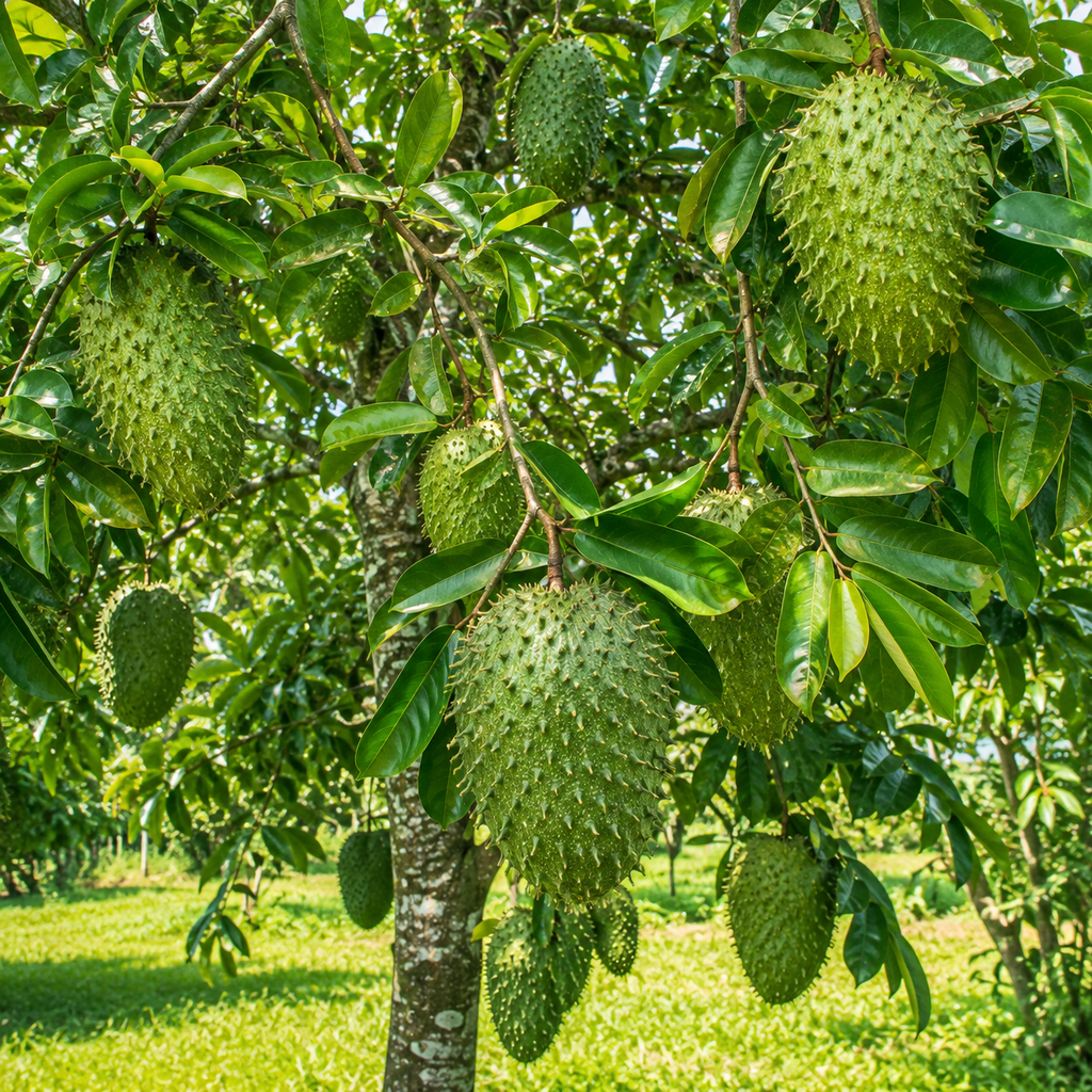 Soursop Plant Live, Guanabana Starter, 2-3 Ft Tall in 3 Gal Container, Self-Pollinating Soursop for Fresh Juice and Smoothies (No Ship to CA,HI,AK)