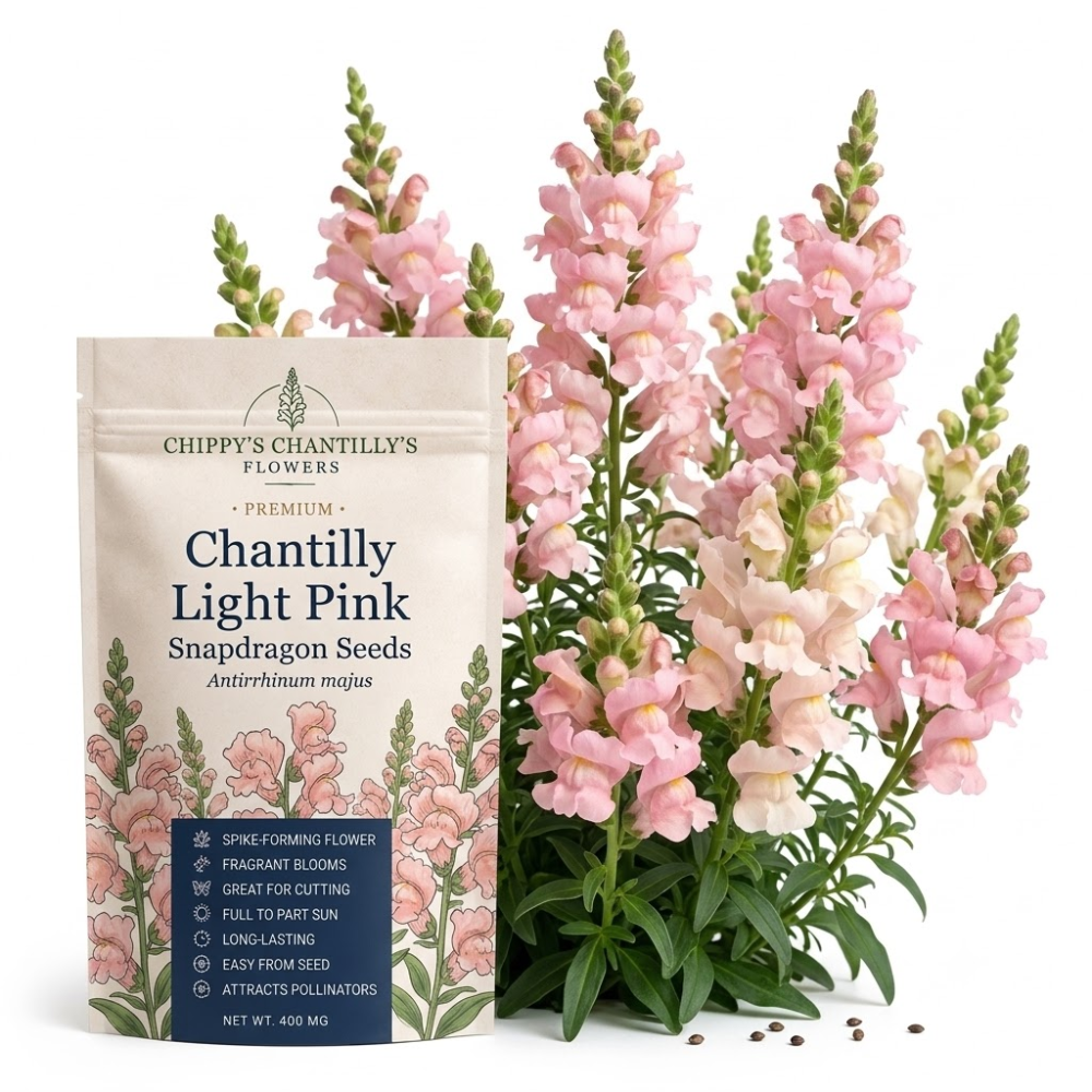 60 Pcs Chantilly Light Pink Snapdragon Seeds for Planting, Adaptable Cold-Hardy Flowers, Grow Robust, Low Maintenance Blooms for Yard Borders