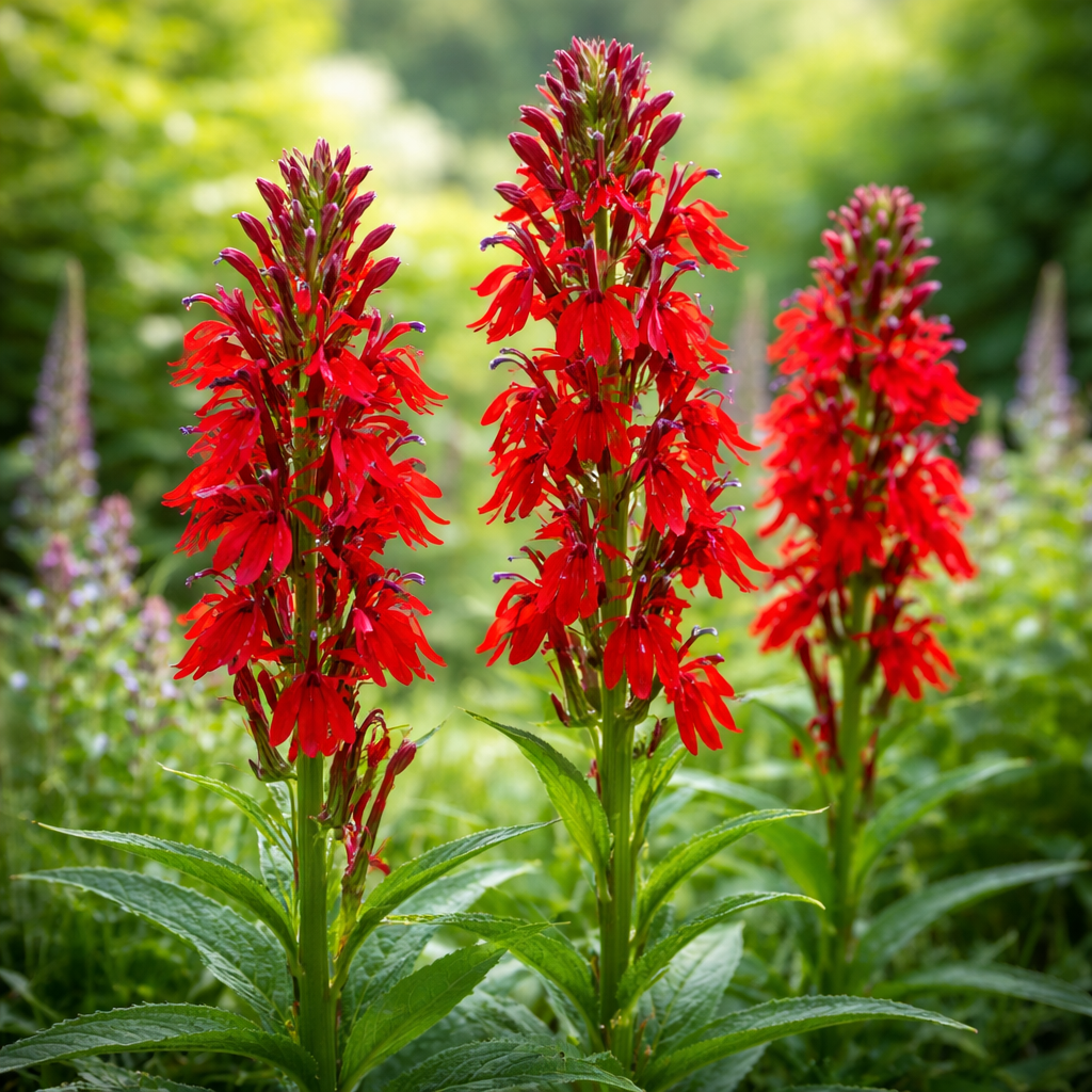 500 Cardinal Flower Lobelia Seeds, Hardy Native Lobelia, Fast Growing Tall Scarlet Red Spikes, Ideal for Partial Shade Gardens