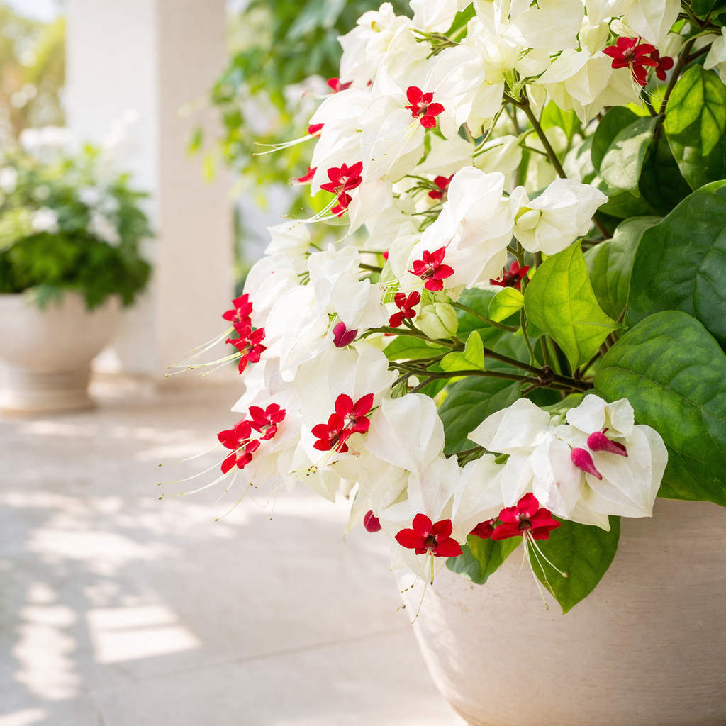 Bleeding Heart Plant Live | 3 to 4 Inch Tall | Clerodendrum Houseplant with White Blossoms, Ready for Plant Outdoor Garden or Patios, Pot Not Included