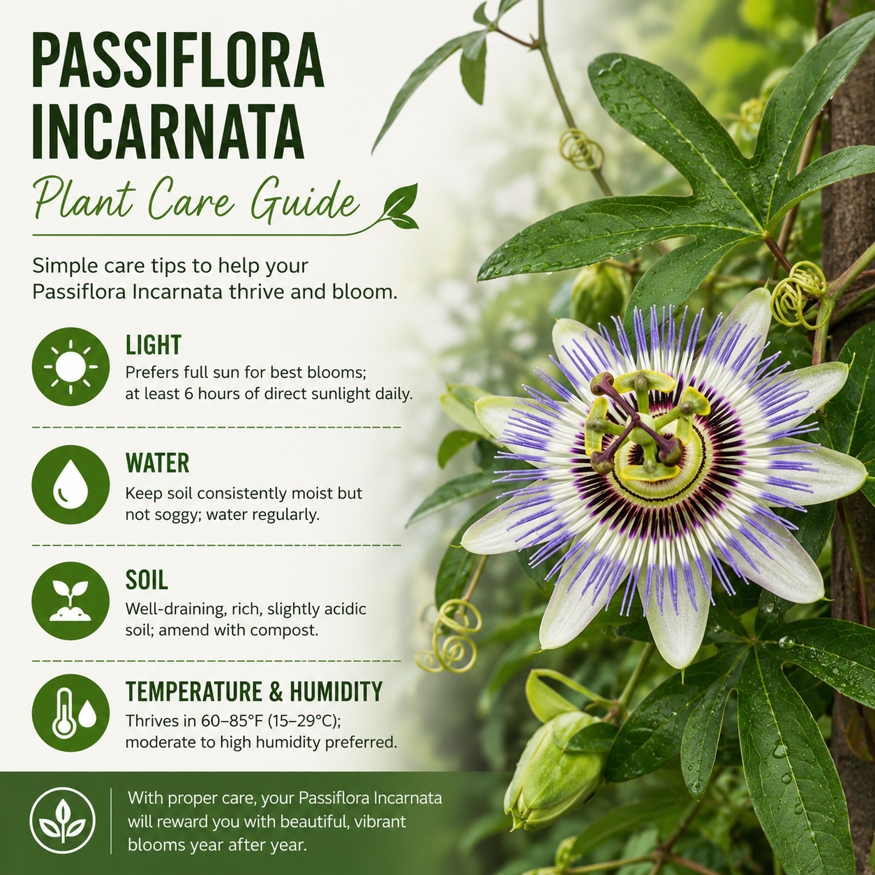 Purple Passion Flower Vine Plant | Live Passiflora Starter Plant | 4 to 8 Inch Tall | Well-Rooted for Home & Garden