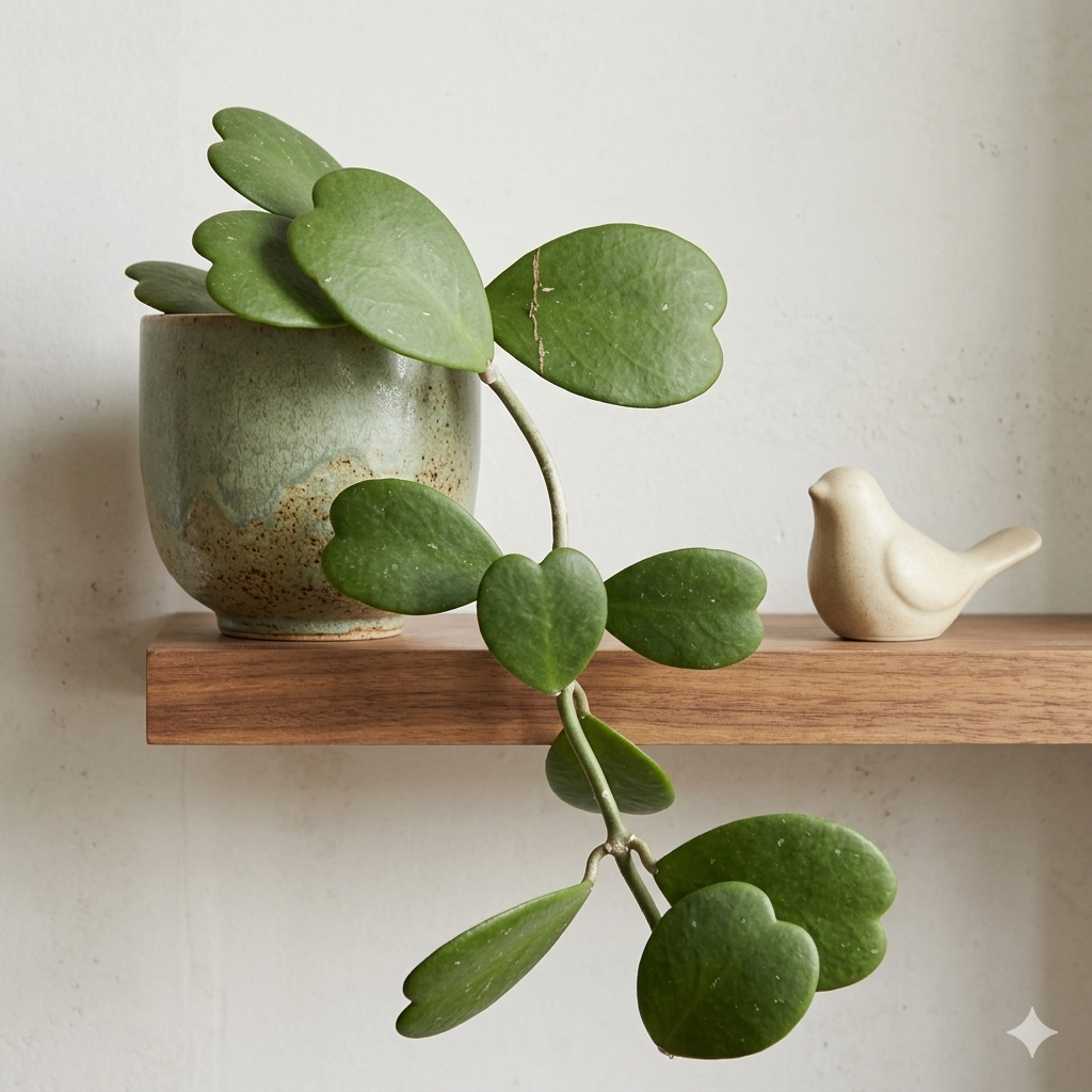 Hoya Kerrii Heart Plant Live in 4" Pot | Low Maintenance Heart-Shaped Succulent | Established Root System for Windowsills and Desks