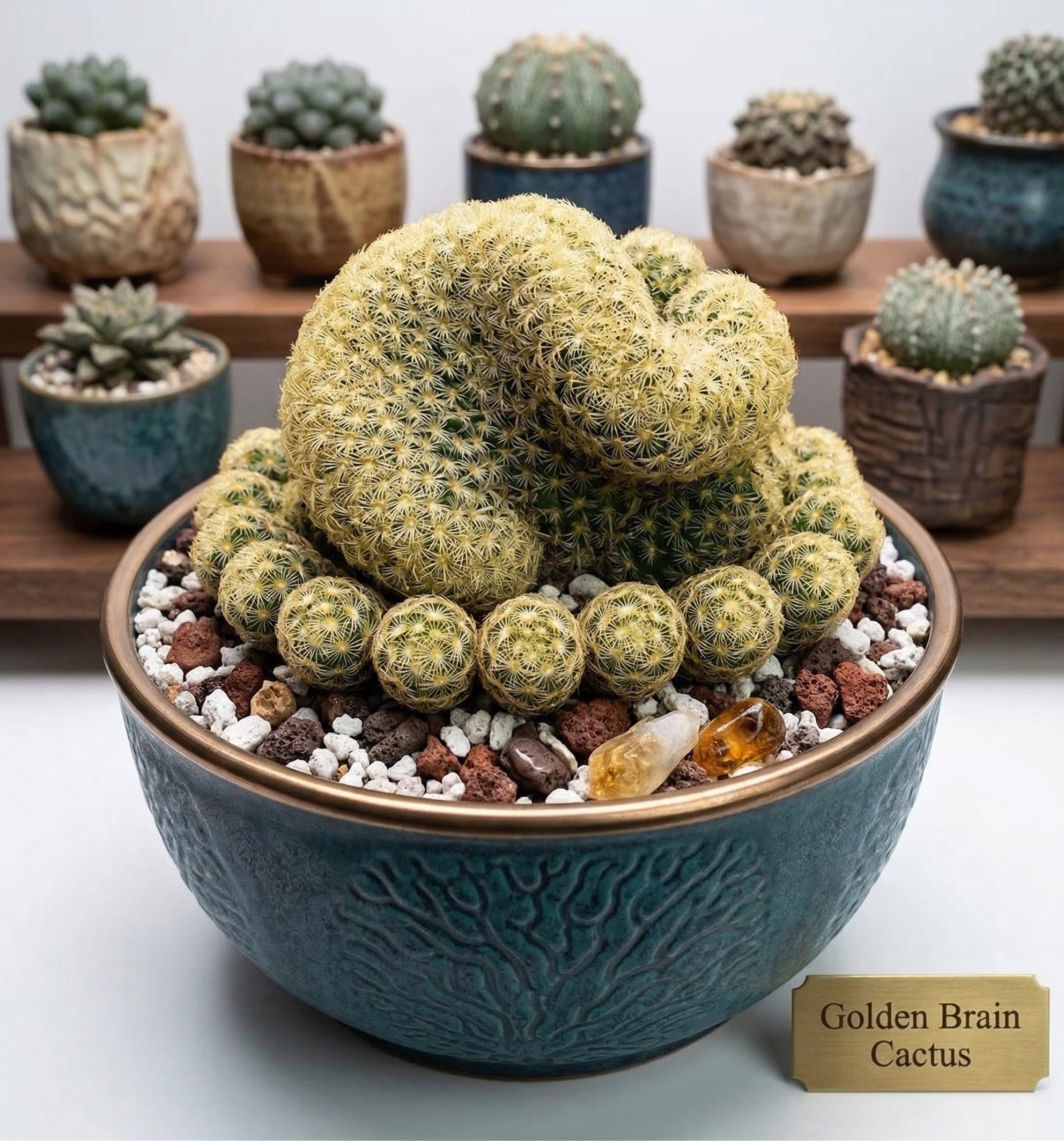 Golden Brain Cactus Trees in 3.5" Inch Pots for Planting | Rare & Unique Live Cactus Plants | Suitable for Indoor & Office Displays