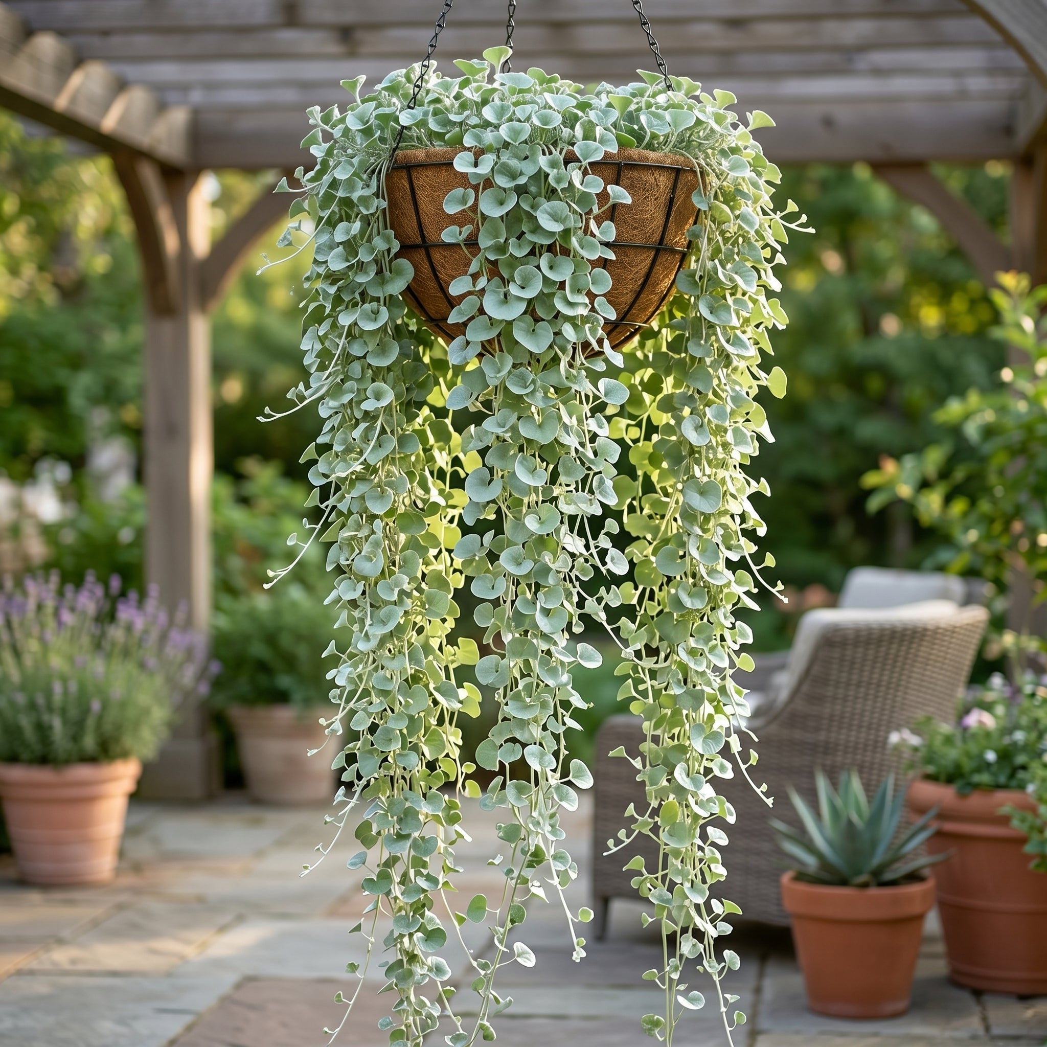 Silver Falls Dichondra Seeds, 20 Pcs,Non GMO, Low Maintenance, Decorative Cascading Plants for Hanging Planters & Outdoor Spaces