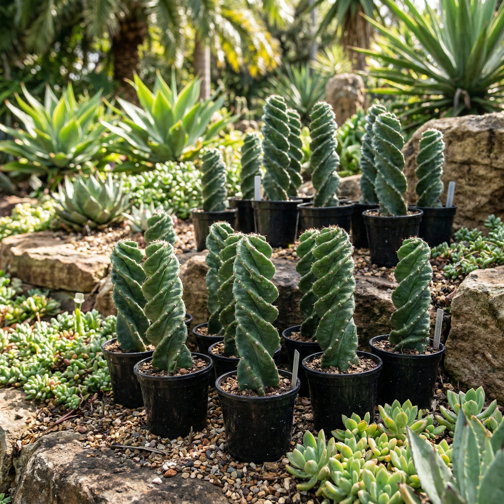 Spiral Cactus Live Plant, 3.5 Inch Pot, Potted Cereus Forbesii Spiralis, Unique Geometric Succulent for Home and Office Décor