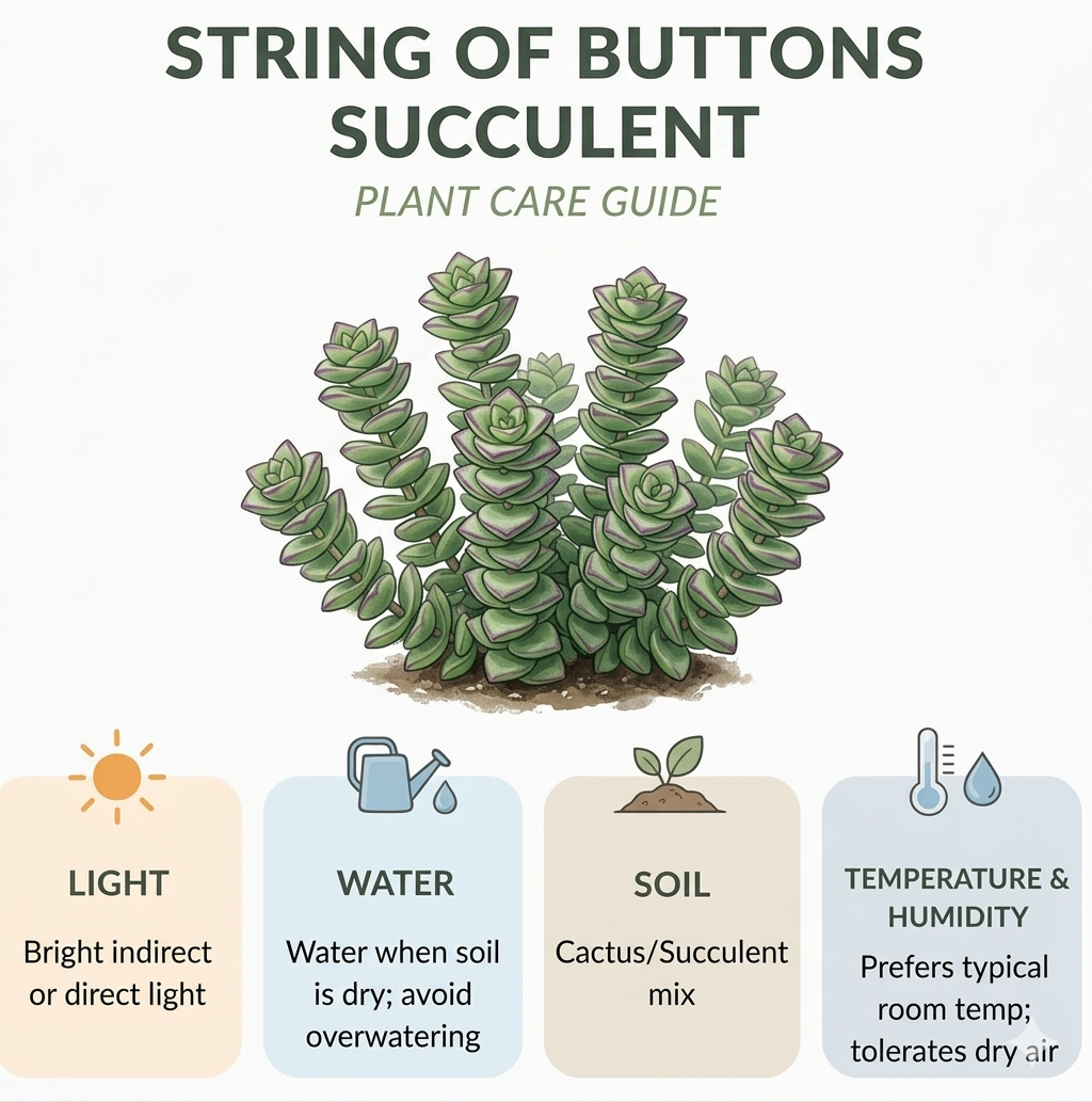 Crassula String of Buttons Live Plant | Compact Trailing Succulent in 2 Inch Pot | Plant for Home Office, Wedding Hanging Decoration & DIY Projects