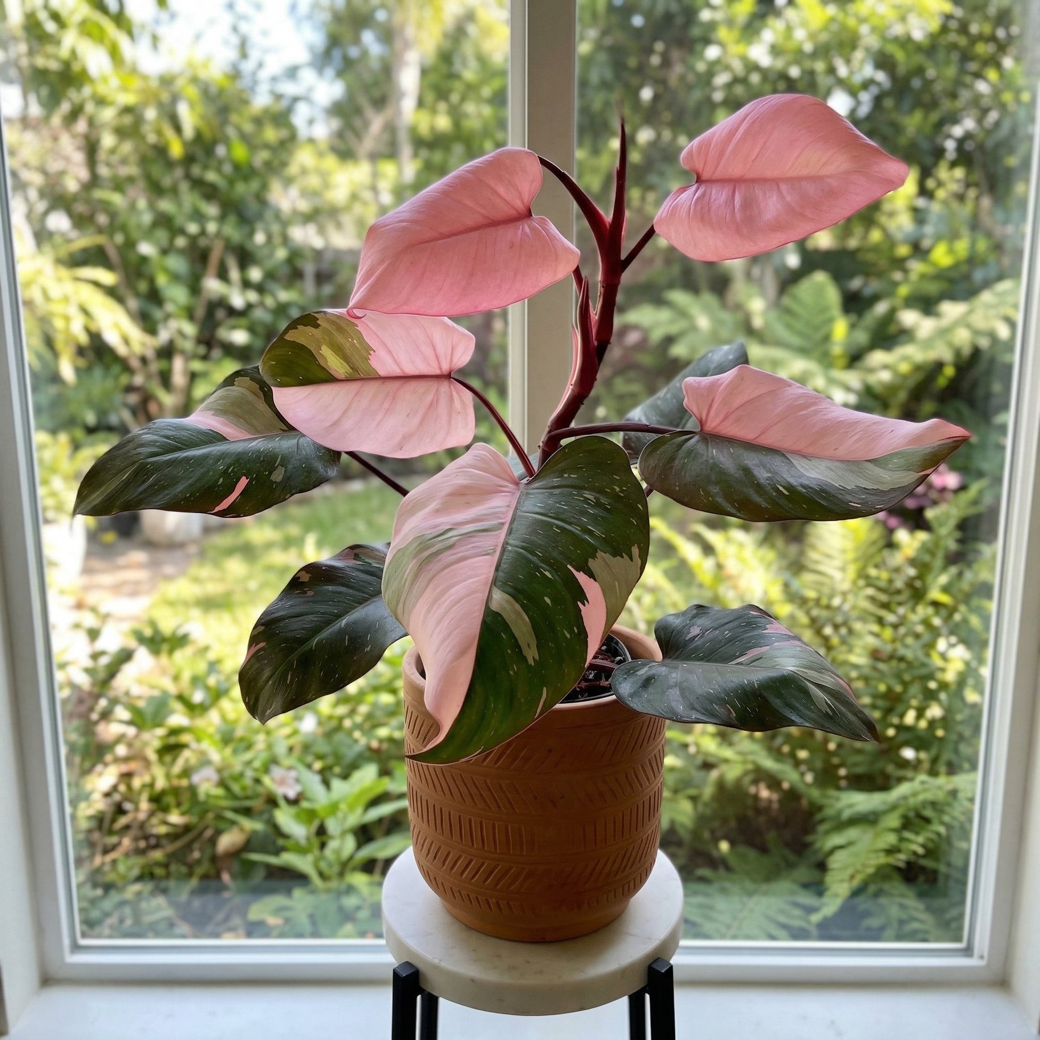 Philodendron Pink Princess Live Plant | Pink Princess Philodendron in Self-Watering 4'' Inch Pot | Easy Plants Live Houseplants for Home & Office Décor