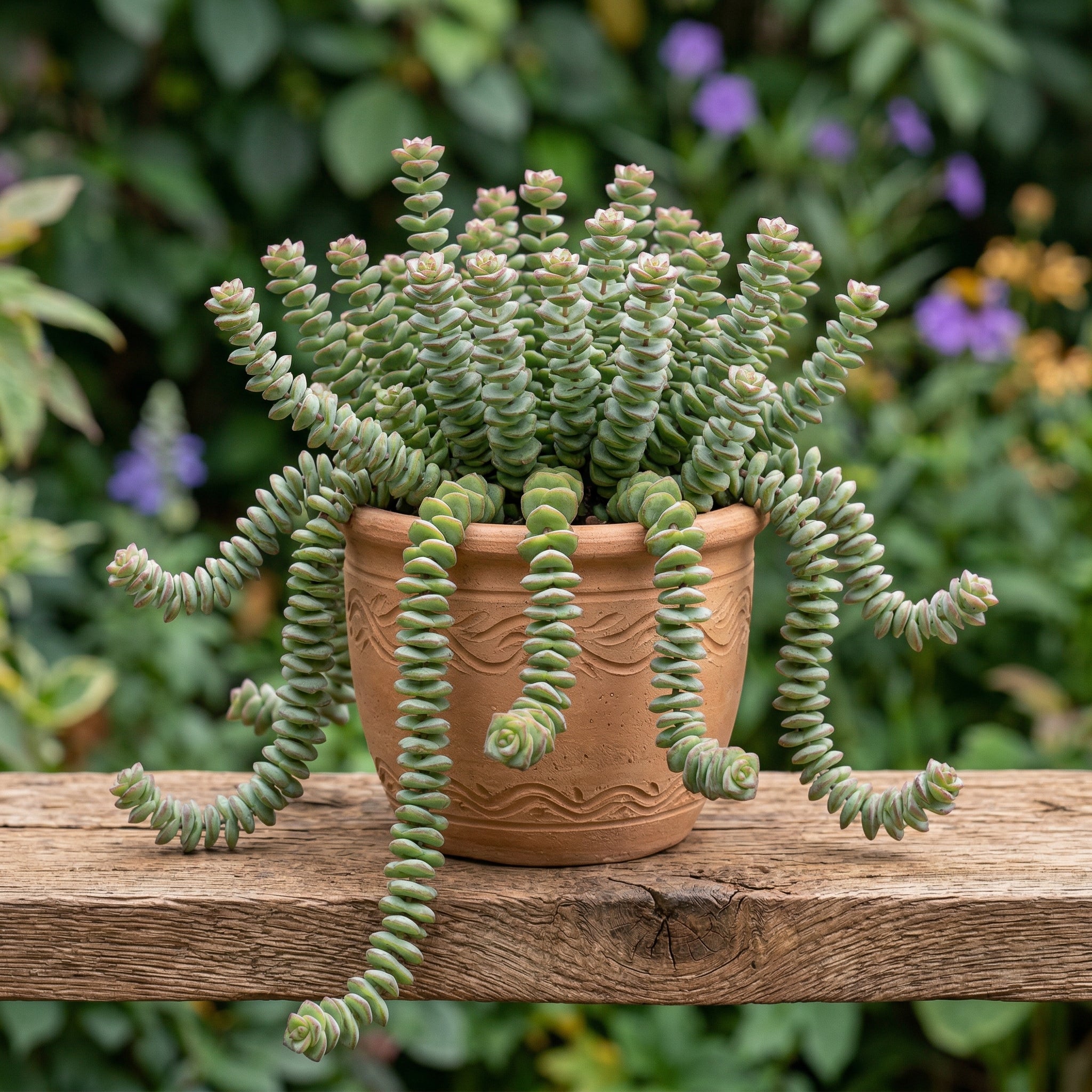 String of Buttons Live Plant | Compact Trailing Variegated Succulent in 4 Inch Pot | Plant for Home Office Decoration & DIY Projects