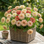 25 Peppermint Stick Zinnia Seeds Mix, Non GMO, Easy to Grow, High-Yielding Splattered Stripe Blooms for Eye-Catching, Ideal for Pots & Garden Borders