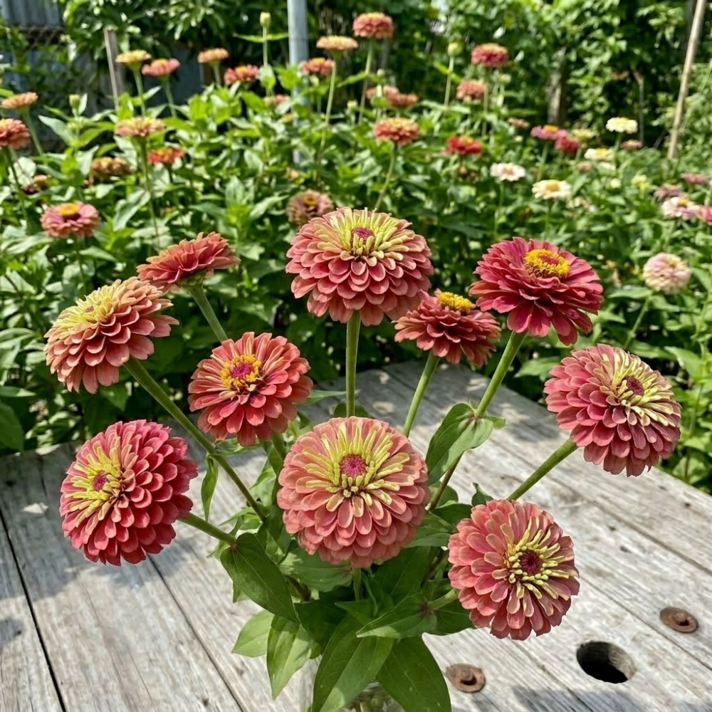 30 Queen Red Lime Zinnia Seeds, Non-GMO, Fast Growing, Heat Tolerant Flower Seeds for Vibrant Backyard Borders