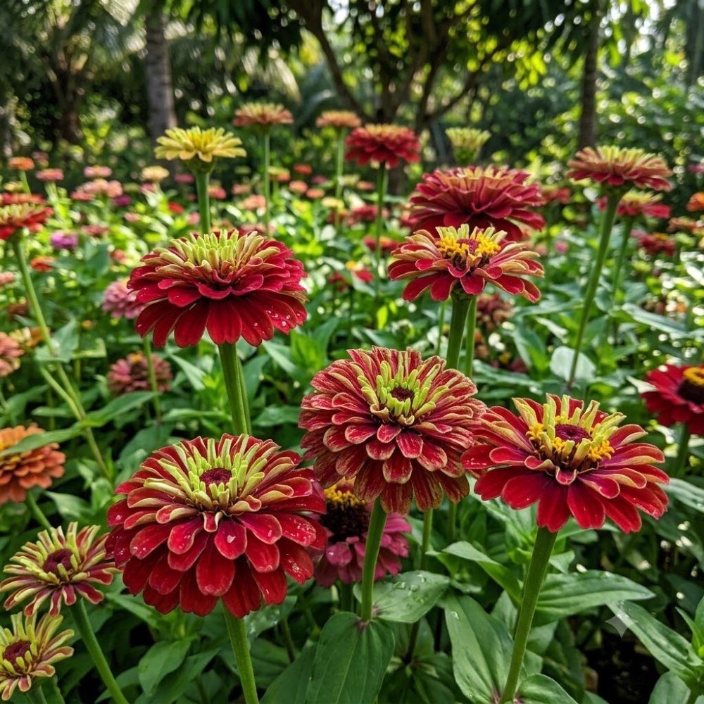 30 Queen Red Lime Zinnia Seeds, Non-GMO, Fast Growing, Heat Tolerant Flower Seeds for Vibrant Backyard Borders