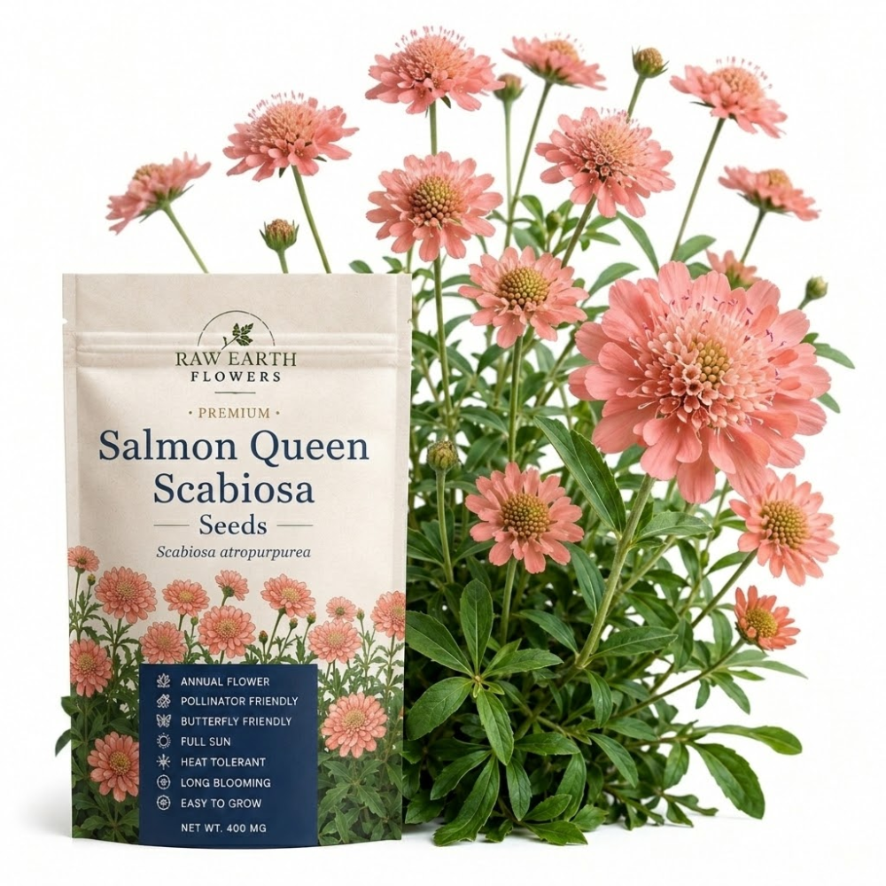 50 Pcs Snowmaiden Scabiosa Seeds, Heirloom Non-GMO Pincushion Flowers, Low Maintenance Color Blooms for Cut Floral Bouquets