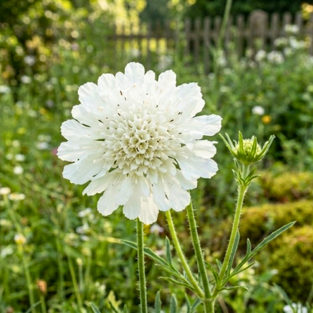 50 Pcs Snowmaiden Scabiosa Seeds, Heirloom Non-GMO Pincushion Flowers, Low Maintenance Color Blooms for Cut Floral Bouquets