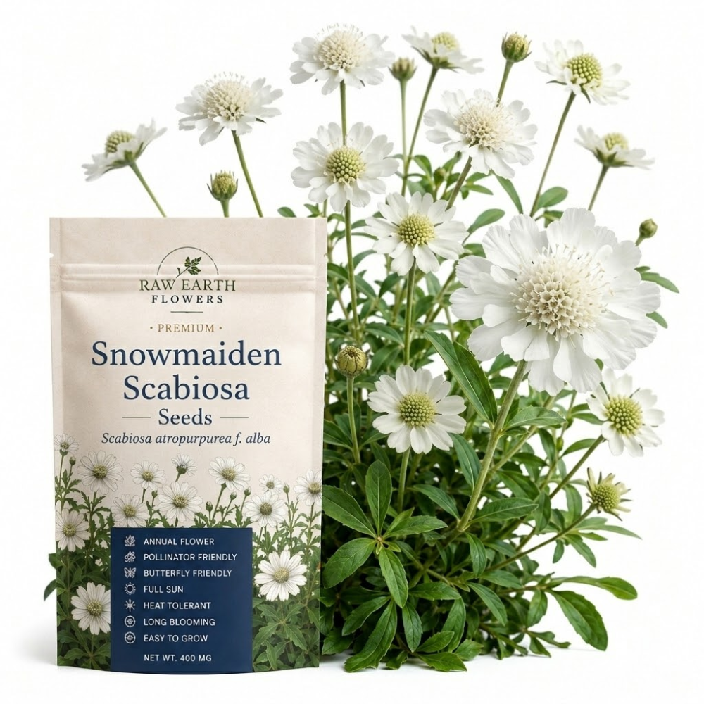 100 Pcs Salmon Queen Scabiosa Seeds for Planting, Grow Robust, Easy to Care Pincushion Blooms in, Pink & White for Yard Borders