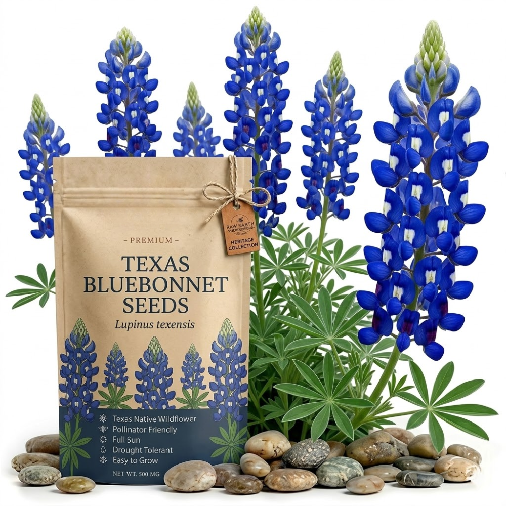 150 Pcs Texas Bluebonnet Wildflower Seeds for Planting, Cultivate Robust Upright Stalks & Bright Blue Flowers, Easy to Care Outdoor Yard Decor