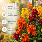 900 English Wallflower Seeds for Planting, Non GMO Cheiranthus cheiri, Easy to Grow, Cold Hardy Spring Flower Seeds, for Gardens & Landscaping