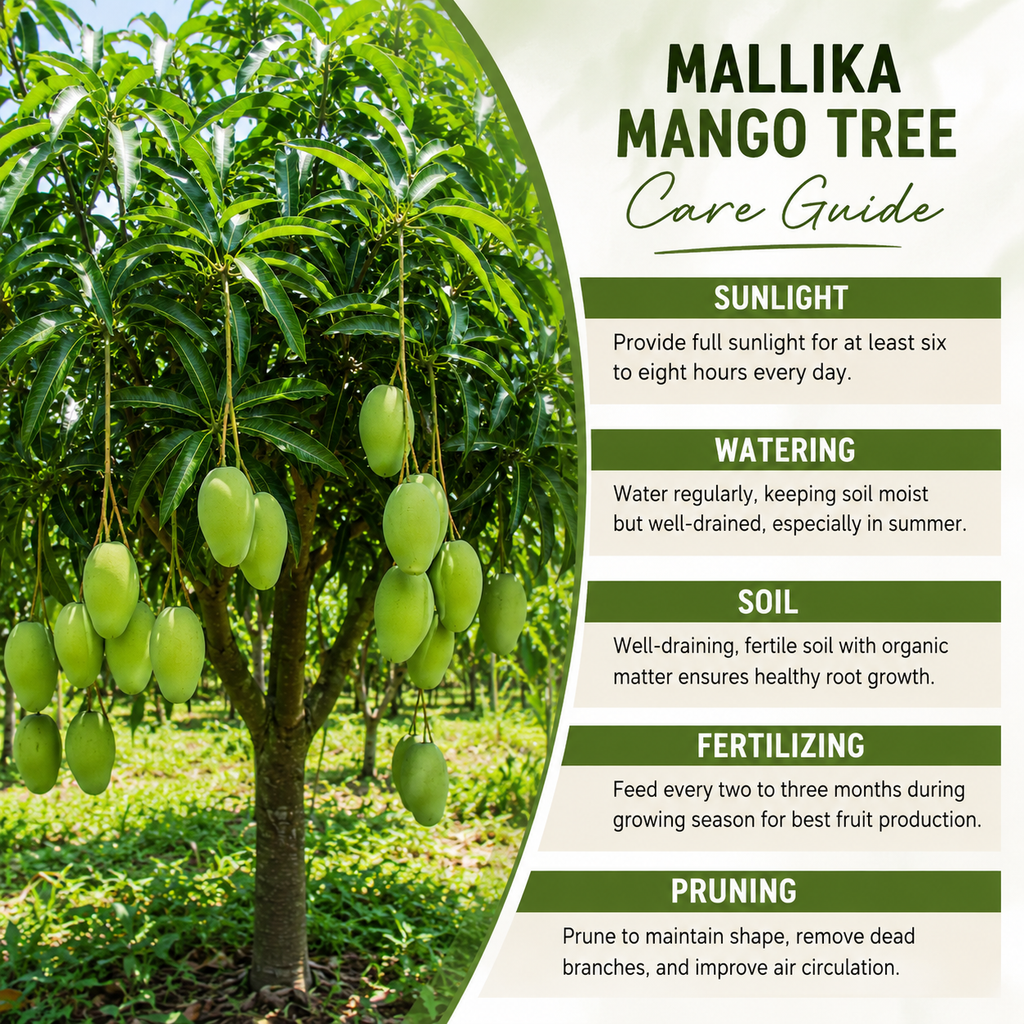 Mallika Mango Trees Live Plants |Sweet Fruit Tree 2.5–3 Ft Tall | Compact Tropical Mango Variety with Rich, Aromatic Fruit | Ideal for Yard, Patio & Warm-Climate Gardens (No Ship to CA, HI, AK)
