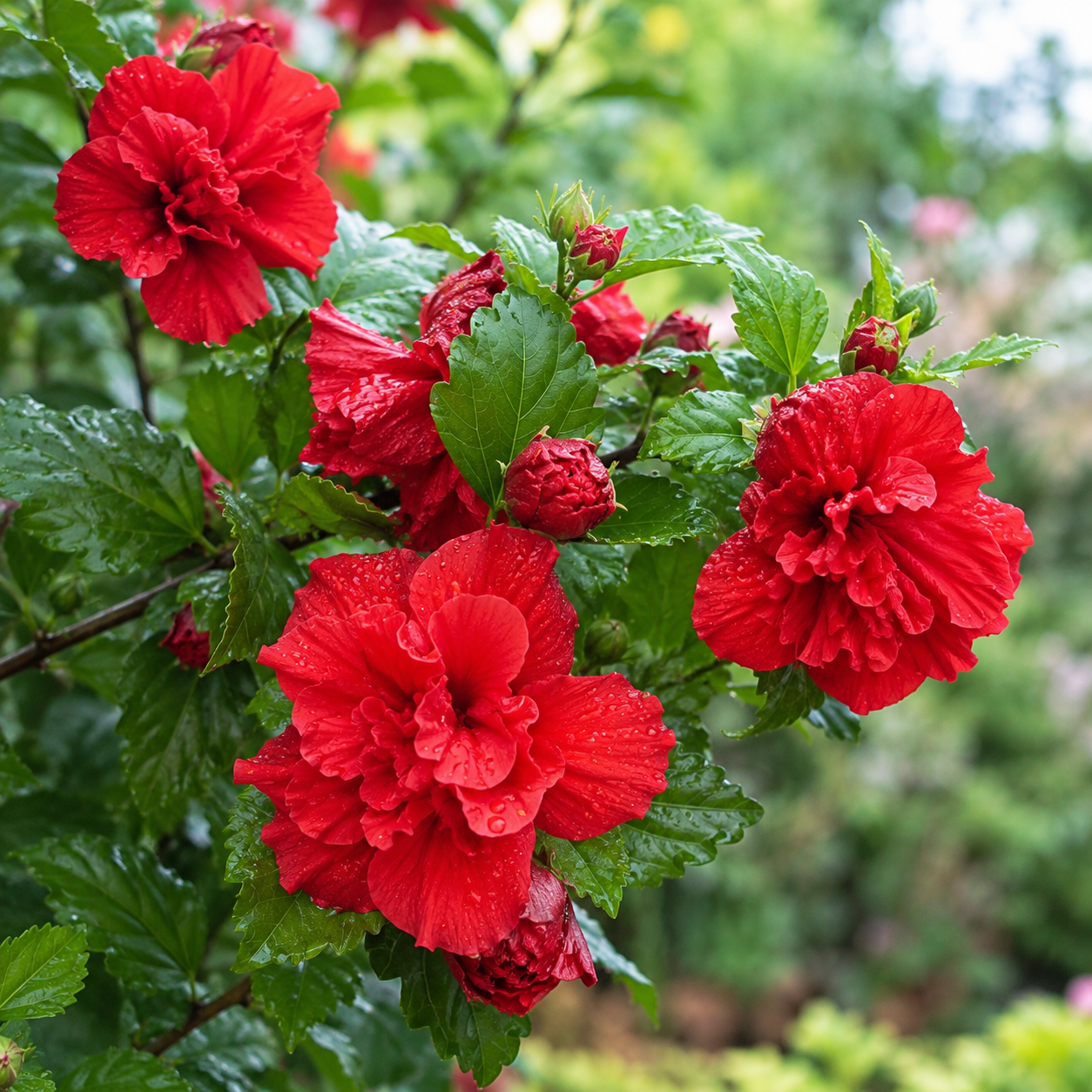 2 Red Hibiscus Althea Live Plants for Planting | 10-12 Inch Tall | Red Flowering Rose of Sharon Trees for Outdoor Gardens & Privacy Screens