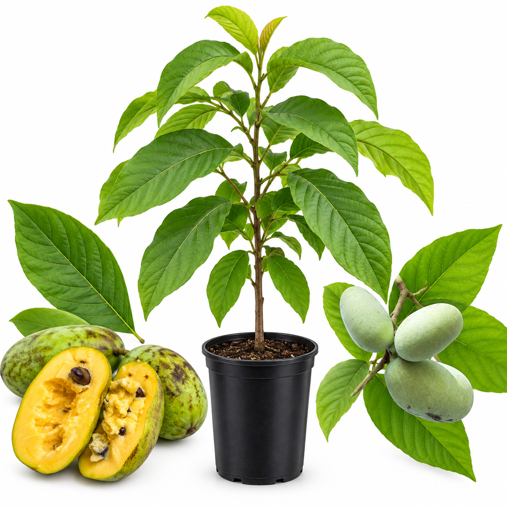 Pawpaw Tree Live Plant for Planting in Quart Pot, 12 to 18 Inch Tall, Easy Care Tropical-Style Fruit Plant for Sunny Outdoor Spots