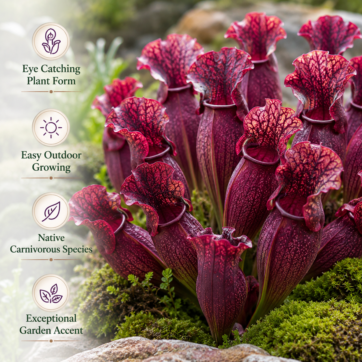 90 Purple Pitcher Plant Seeds, Non GMO, Low Maintenance, Hanging Traps Pitcher Seeds, Ideal for Outdoor Spaces