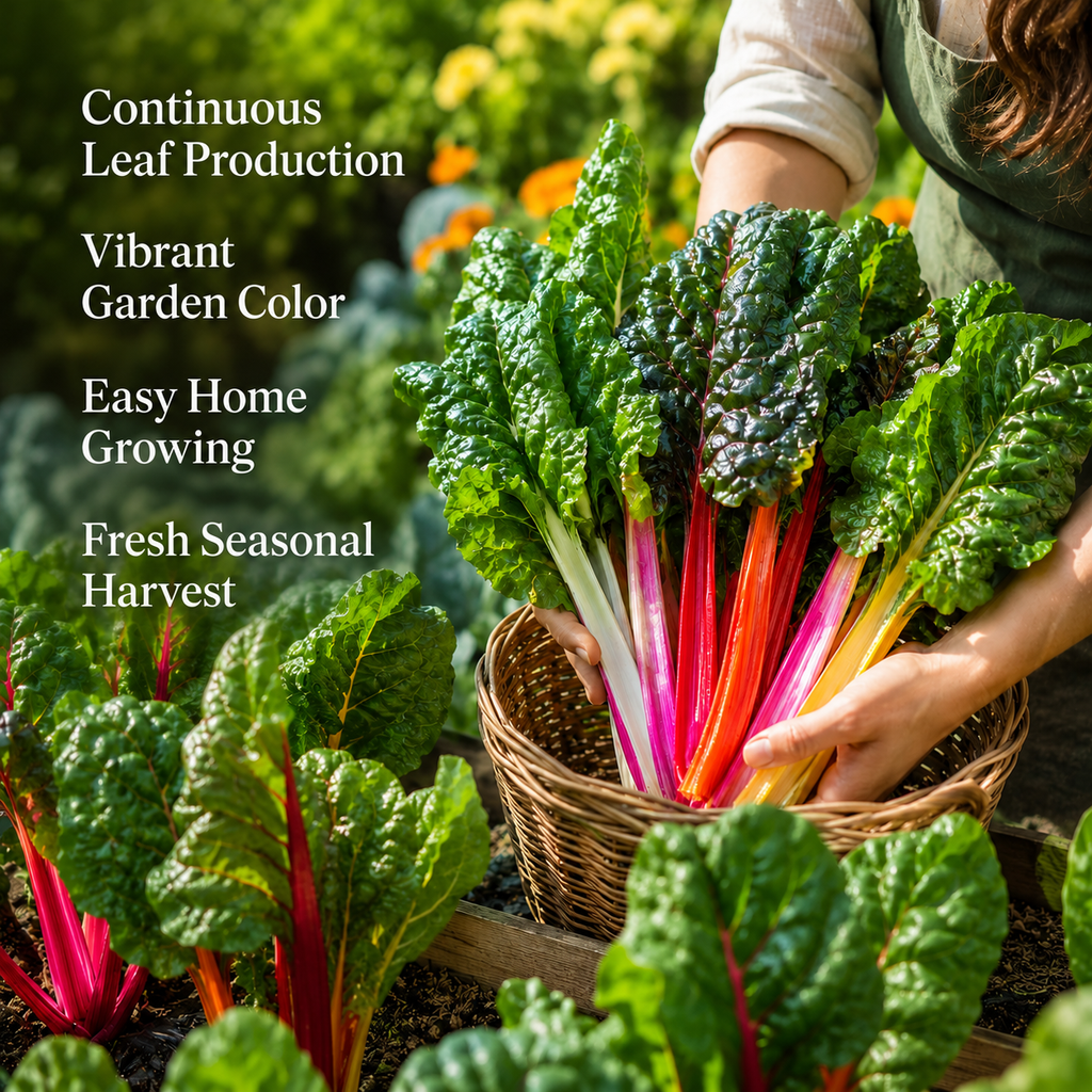 100 Pcs Rainbow Swiss Chard Seeds, Heirloom, Fast Growing, High-Yielding Vegetable Seeds for Backyard Garden & Containers