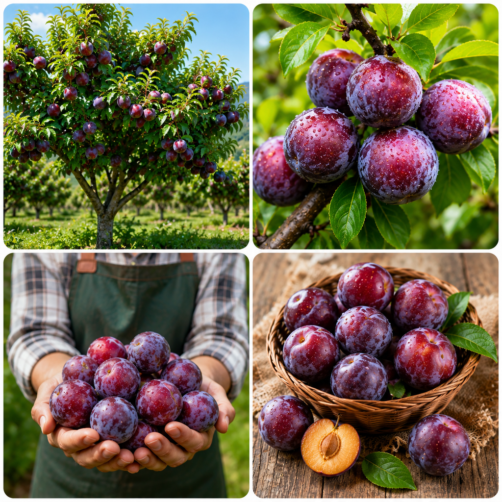 Santa Rosa Plum Tree Live Plant, 3 Gallon Pot - 3 Ft Tall, Easy Care, Fragrant Juicy Red Fruit, Perfect for Home Orchards and Patio (No Ship to CA, HI, AK)