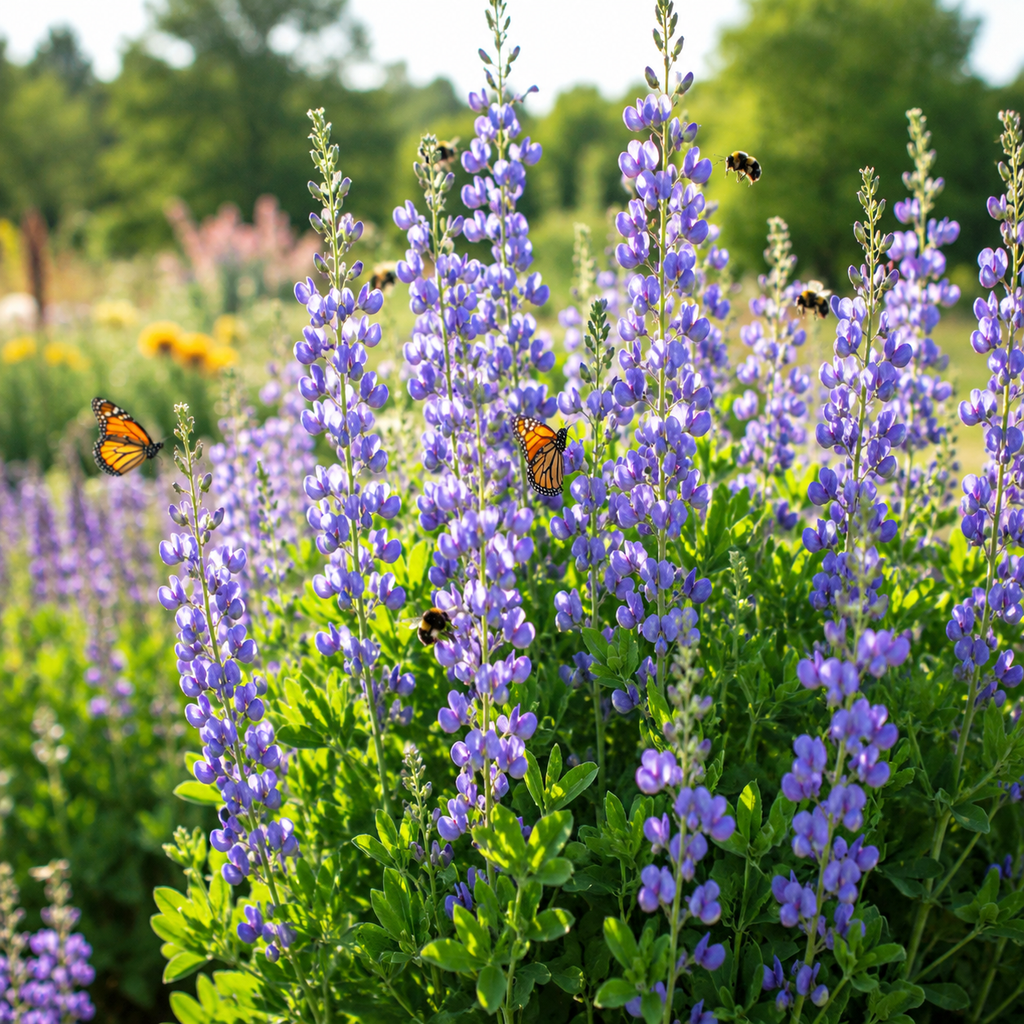 100 Pcs Blue Wild Indigo Seeds for Planting, Low Maintenance, Native Wildflower Seeds, Deep Blue Blooms, Ideal for Gardens, Borders & Landscaping