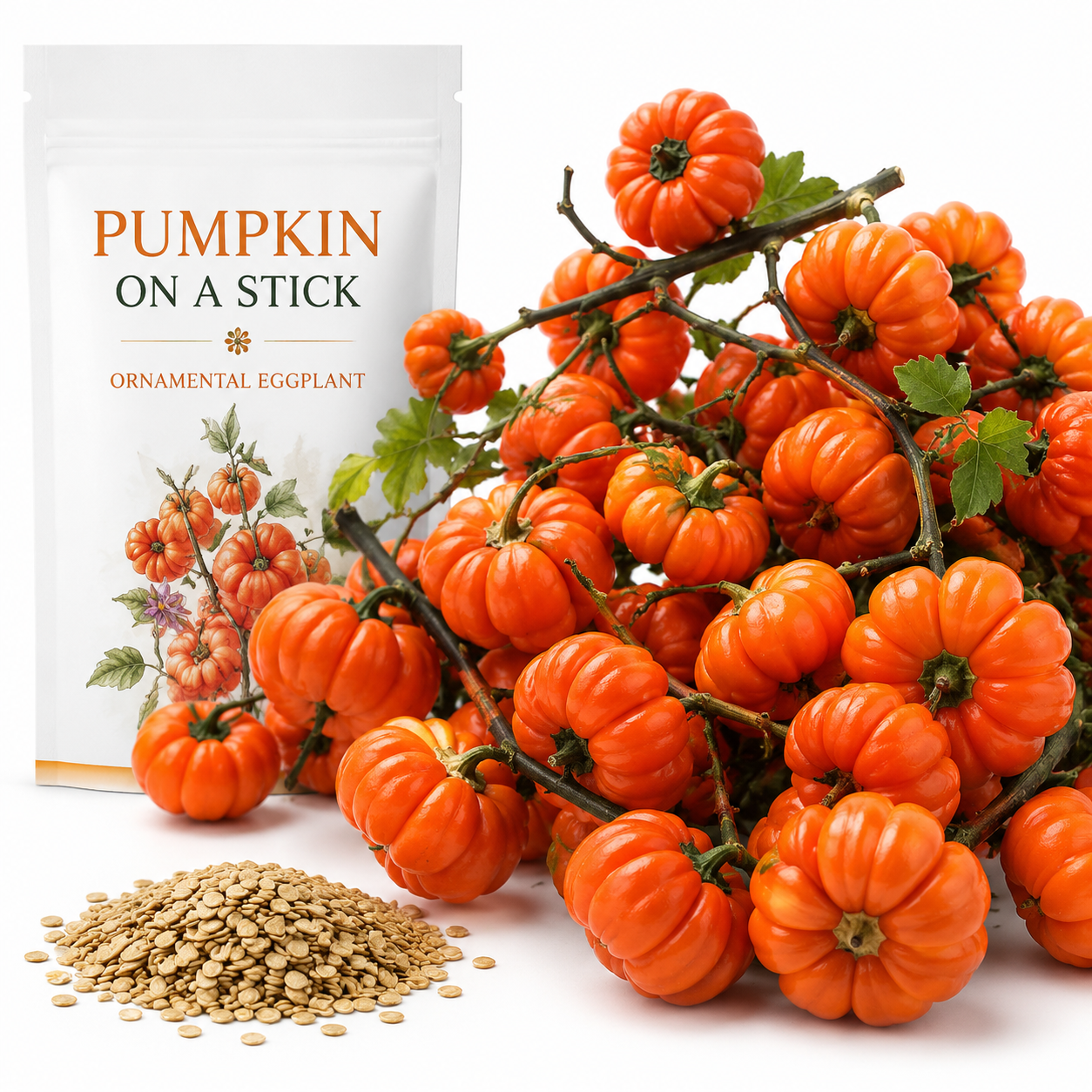30 Pcs Pumpkin On A Stick Seeds for Planting, Non GMO, Ornamental Eggplant, Long Lasting, Ideal for Pots, Containers, and Gardens