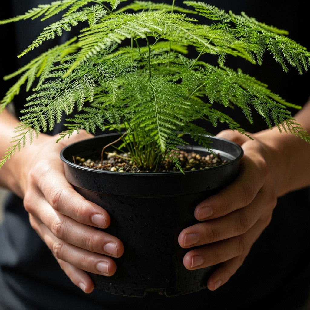 Asparagus Plants Live for Planting in 4’’ Inch Pot | Feathery Asparagus Fern Houseplant | Low-Maintenance Indoor Plant for Shelves, Desks & Small Spaces
