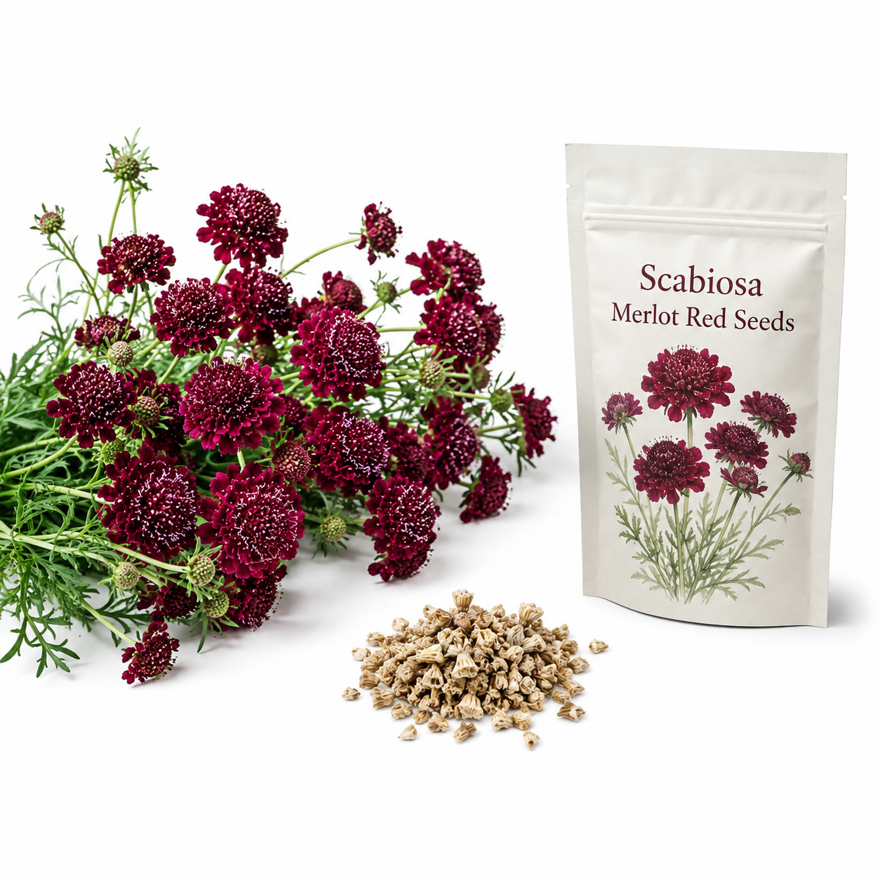100 Scabiosa Seeds, Non-GMO, Heirloom Pincushion Flower Seeds, Tall and Sturdy Stems with Long-Lasting Elegant Blooms, Ideal for Borders & Backyard Pollinator Gardens