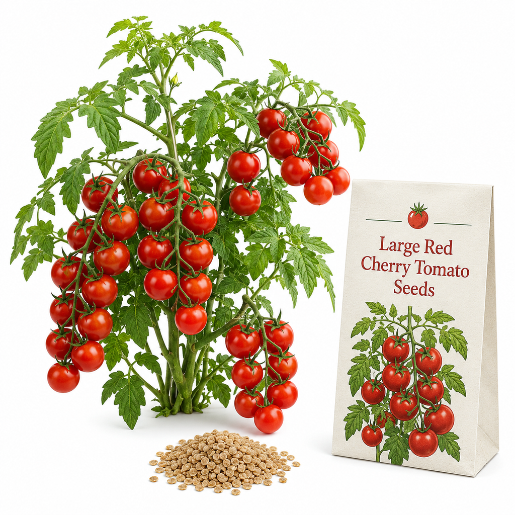 100 Large Red Cherry Tomato Seeds, Heirloom, Non-GMO Vegetable Seeds, Charming Heavy-Bearing Garden Accent, Ideal for Raised Bed Gardens, Pots and Trellises