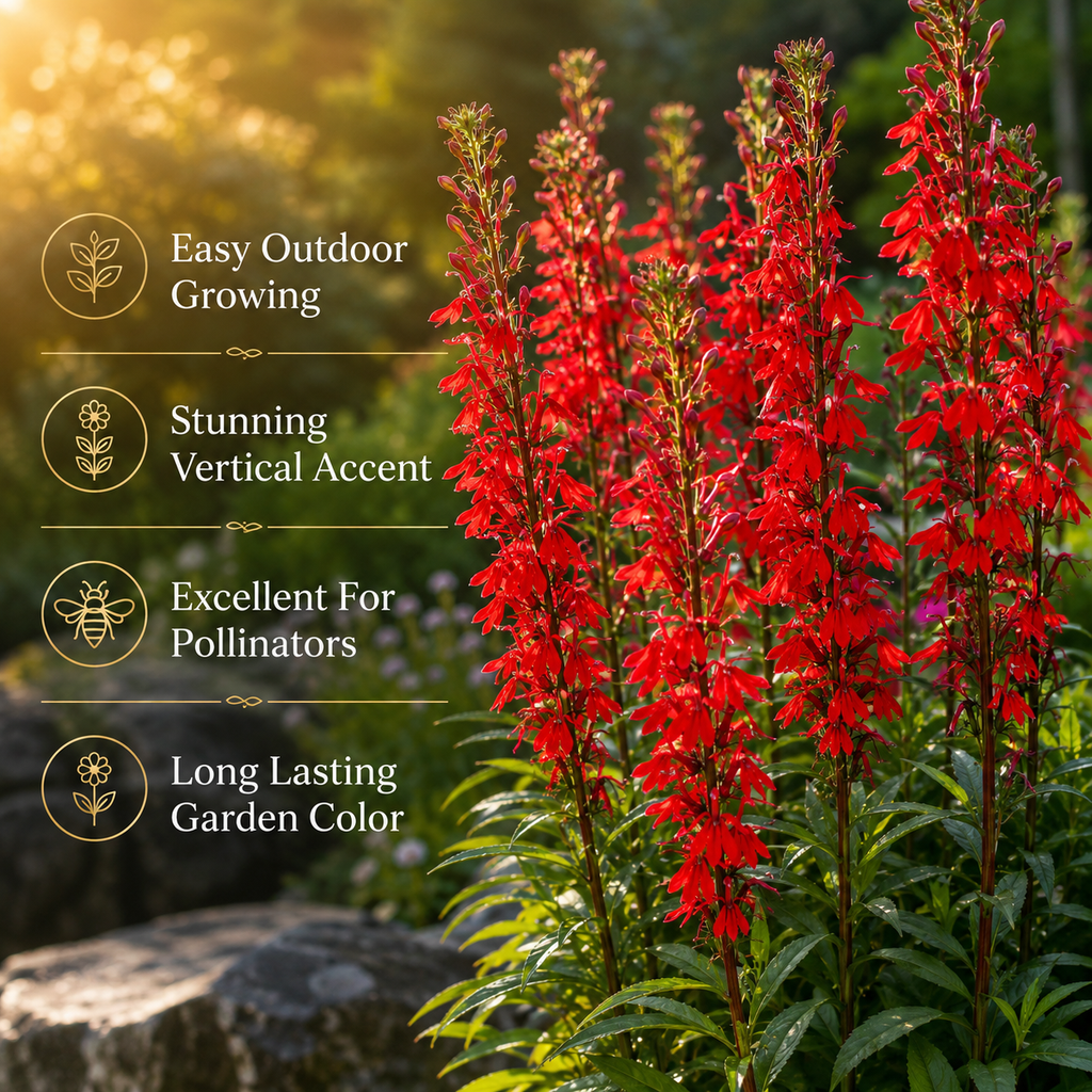 750 Cardinal Flower Seeds for Planting Outdoors, Non-GMO Lobelia cardinalis Seeds, Heirloom, Easy Care, High Yield, Perennial Wildflower Seeds
