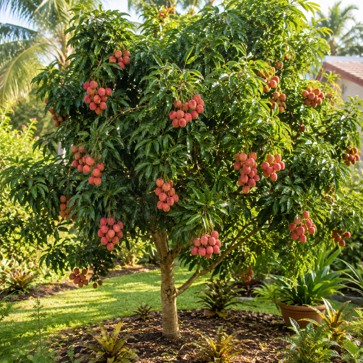 Sweetheart Lychee Tree Live Plant in 3 Gallon Pot | 30-36 Inches Tall | Litchi Chinensis Tropical Fruit Tree | Established Edible Plant for Backyard (No Ship to CA,HI,AK)