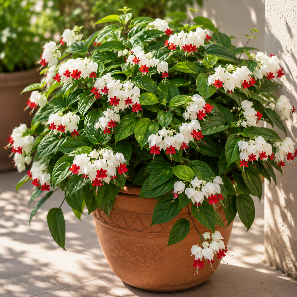 2 Count Clerodendrum Bleeding Heart Live Plant | Tropical Vine with White Blossoms |4 to 5 Inch Tall Starter Plant | Well Rooted